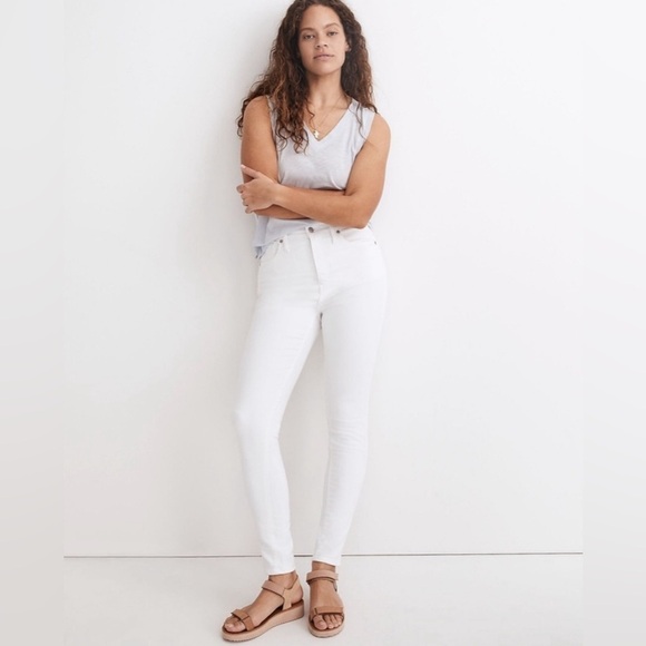 NWT! Madewell Pure White 10" High-Rise Skinny Jeans- Size 28 🩵 - Picture 1 of 11